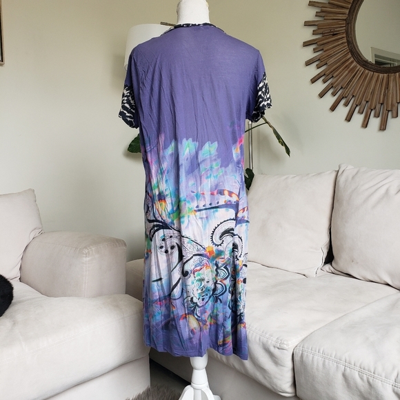 Etro Purple Sheer Printed V Neck Shirt Dress - Picture 4 of 9